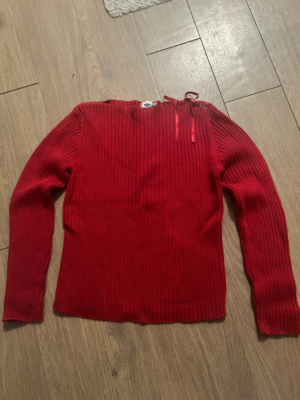 Old Navy Red Ribbed Women's Sweater with Shoulder Tie